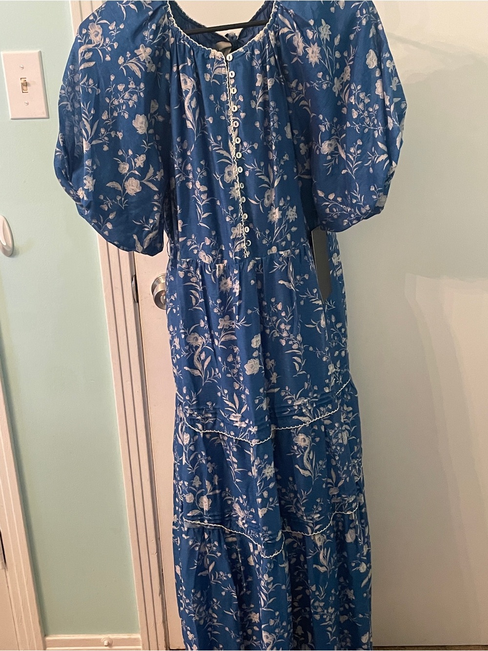 Tuckernuck Blue Floral Tiered Midi Dress with Tie Waist - Picture 8 of 10